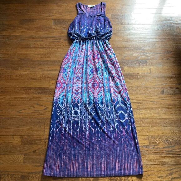 Pink Republic Purple, Pink, Blue and White Patterned Maxi Dress - Picture 1 of 6